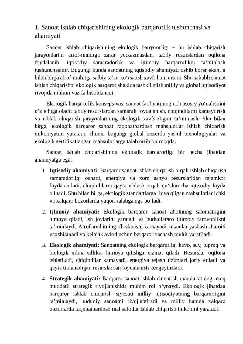 Sanoat ishlab chiqarishining ekologik barqarorligi 3
