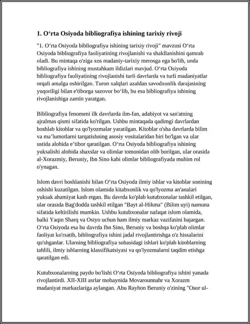 OʻRTA OSIYODA BIBLIOGRAFIYA ISHI 3
