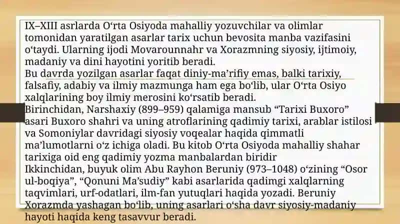 IX-XIII asrlarda Oʻrta Osiyo tarixi manbalari 3