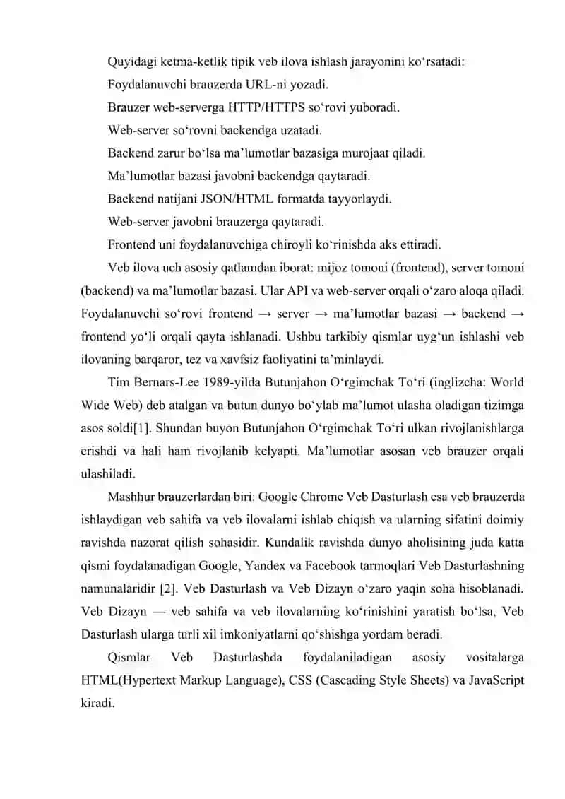 VEB ILOVANING ASOSIY QISMLARI VA ULARNING O‘ZARO ALOQASI 3