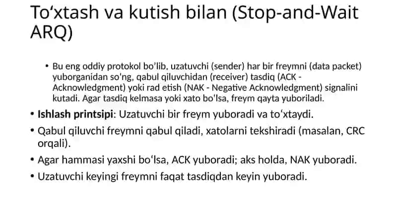 Ma’lumotlar uzatish sathi protokollari 3