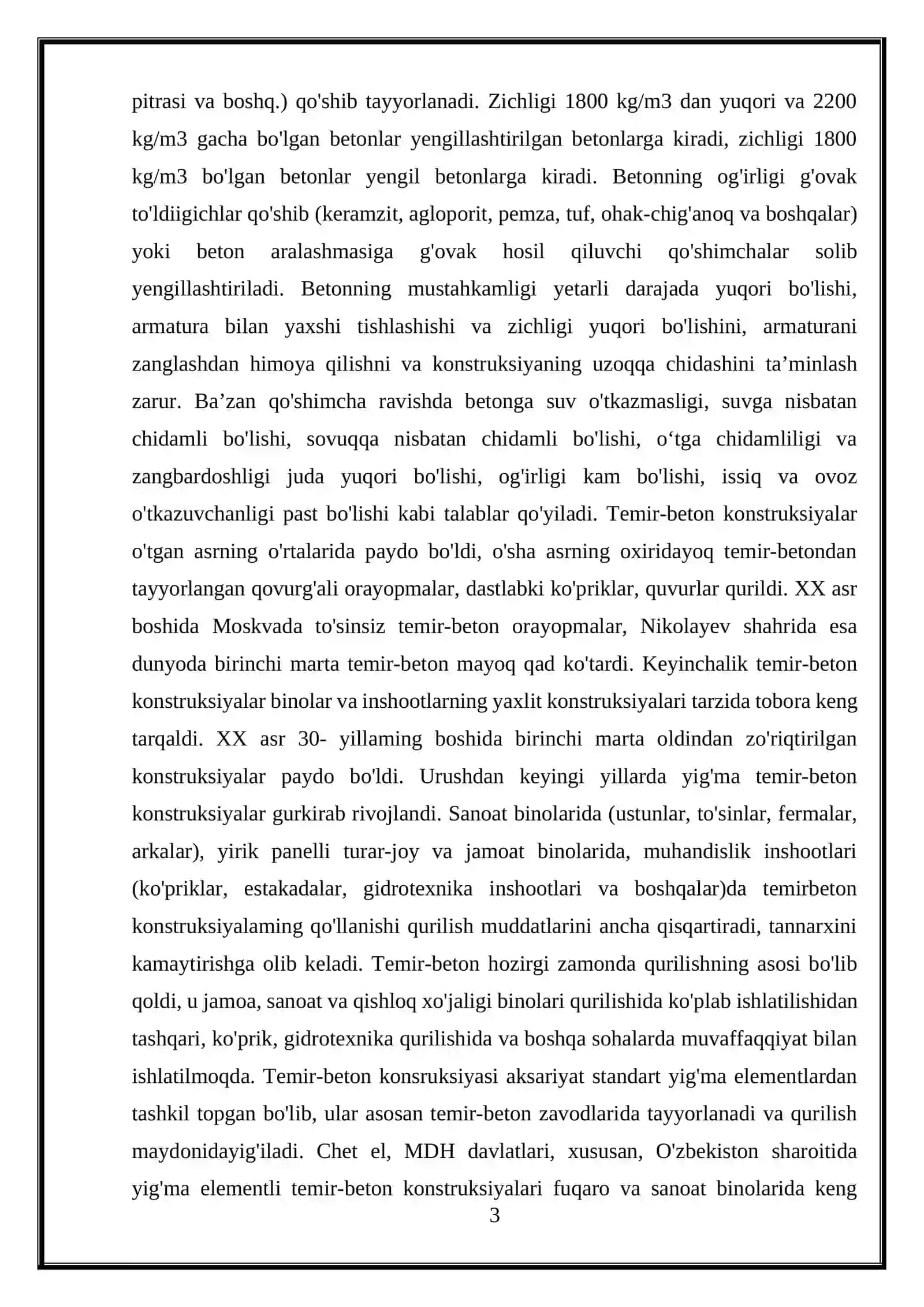 Betonning afzallik va kamchiliklari, ishlatilishi 3