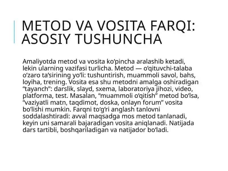 Ta’lim Metodlari va Vositalari Tahlili 3