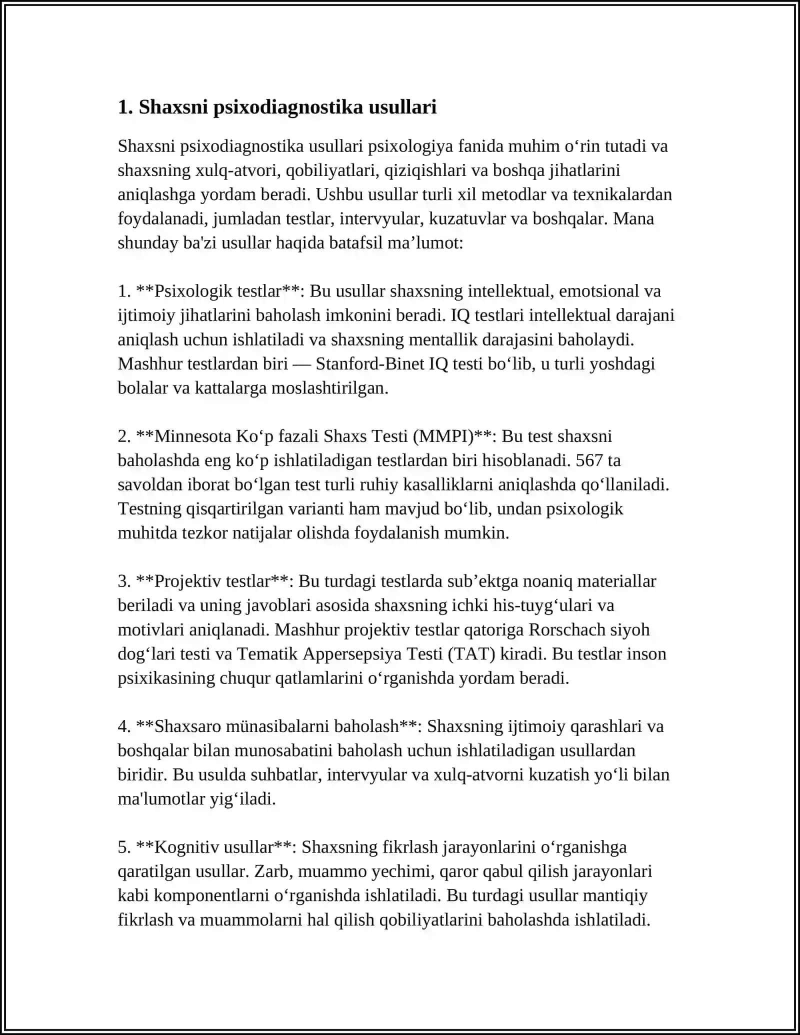 SHAXSNI PSIXODIAGNOSTIK BAXOLASH 3