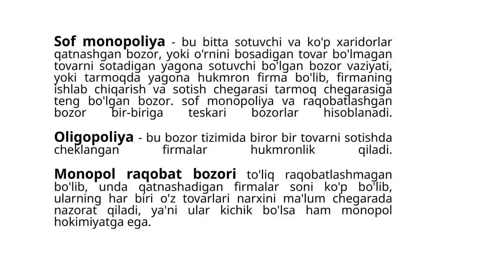 Raqobat va yakka hokimlik 3