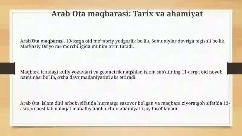 Arab Ota maqbarasi: Tarix va ahamiyat 3