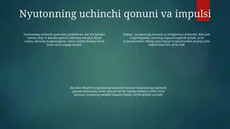 Harakat Miqdori Impulsining Saqlanish Qonuni 3