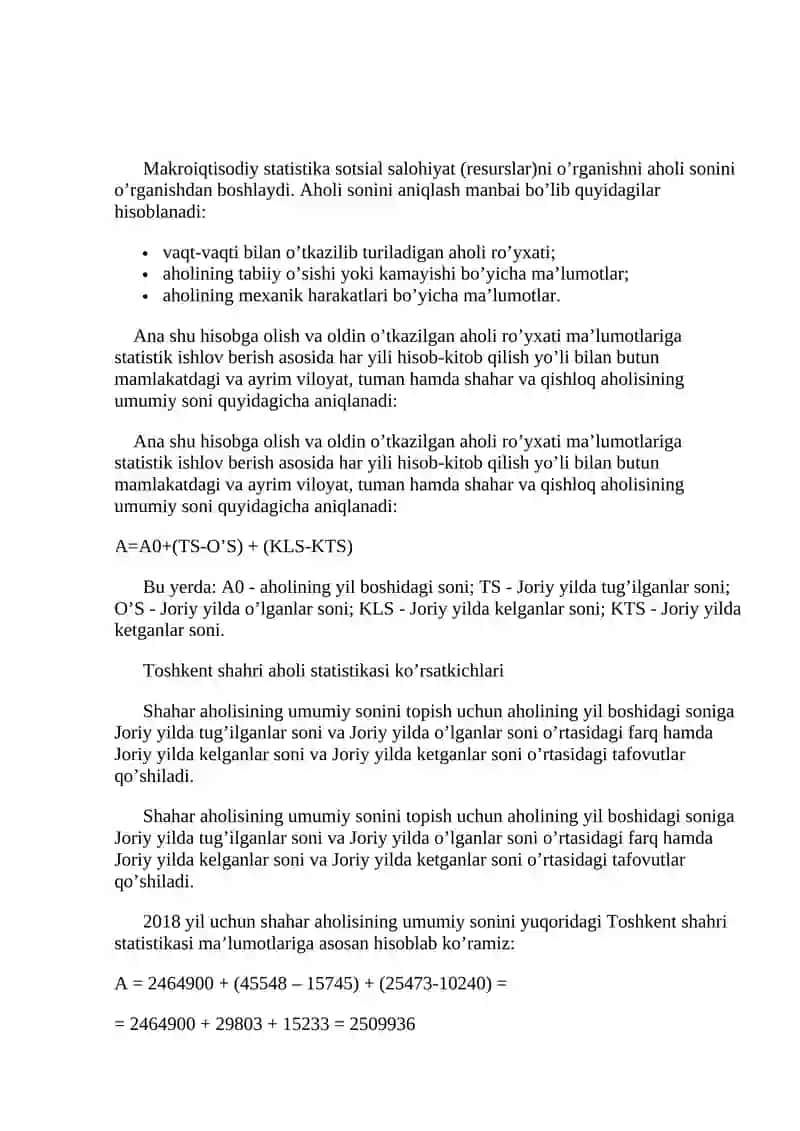 Aholi harakati statistikasi 3