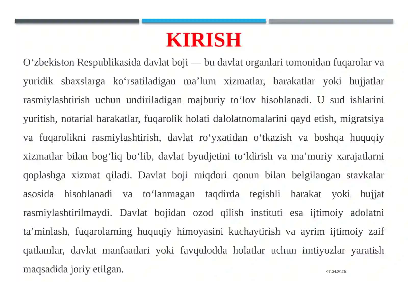 Davlat bojidan ozod qilish asoslari 3