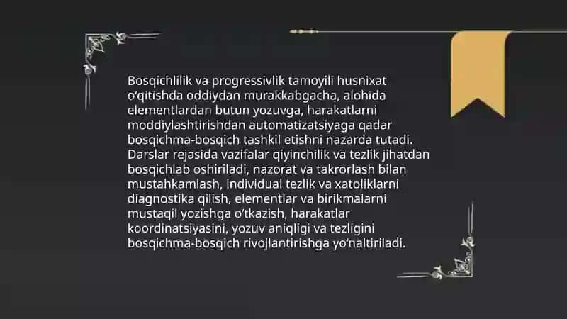 Husnixatga oʻrgatish tamoyillari 3