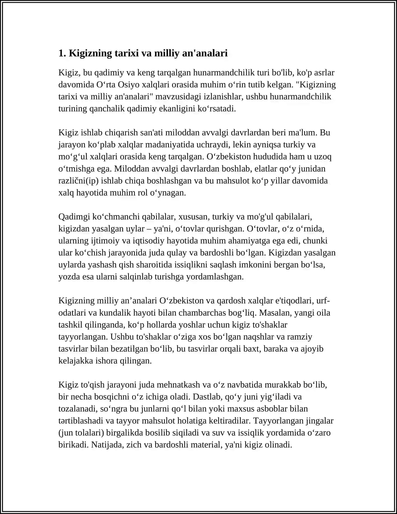 KIGIZ VA KIGIZ ISHLAB CHIQARISH Referat 3