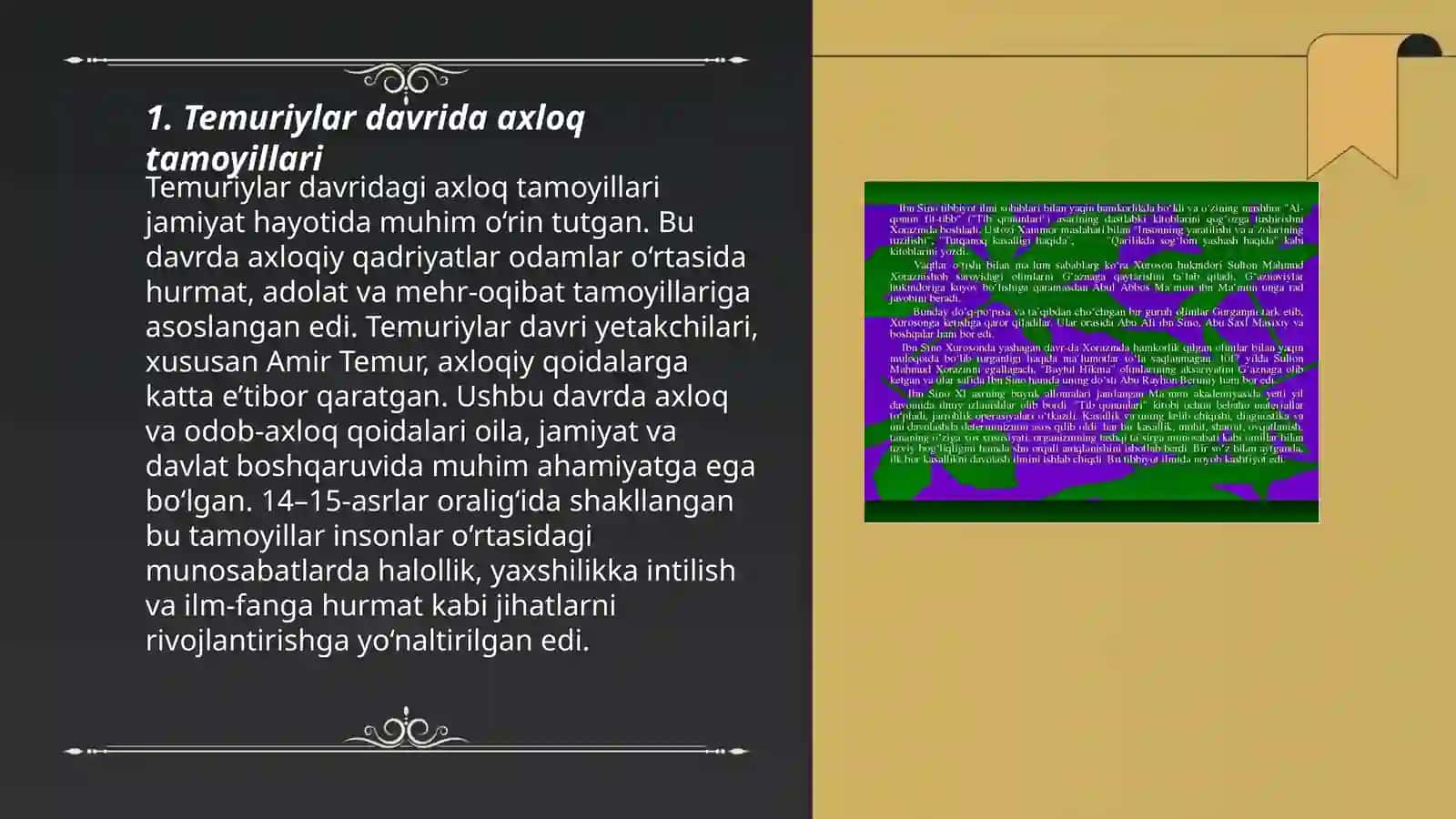 Temuriylarning axloqning rivojlanishga qo'shgan hissi 3