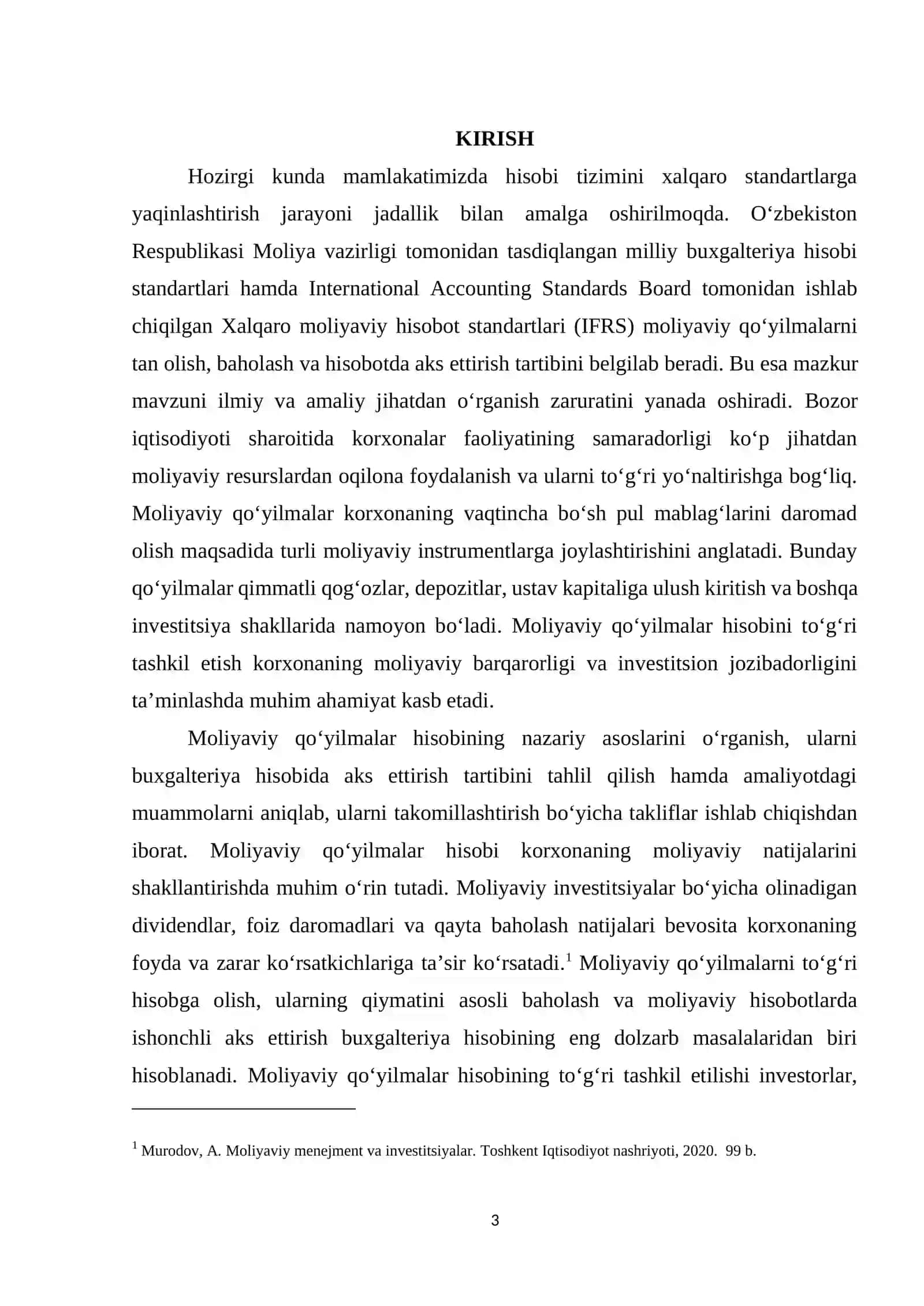 Moliyaviy qo'yilmalar hisobi 3