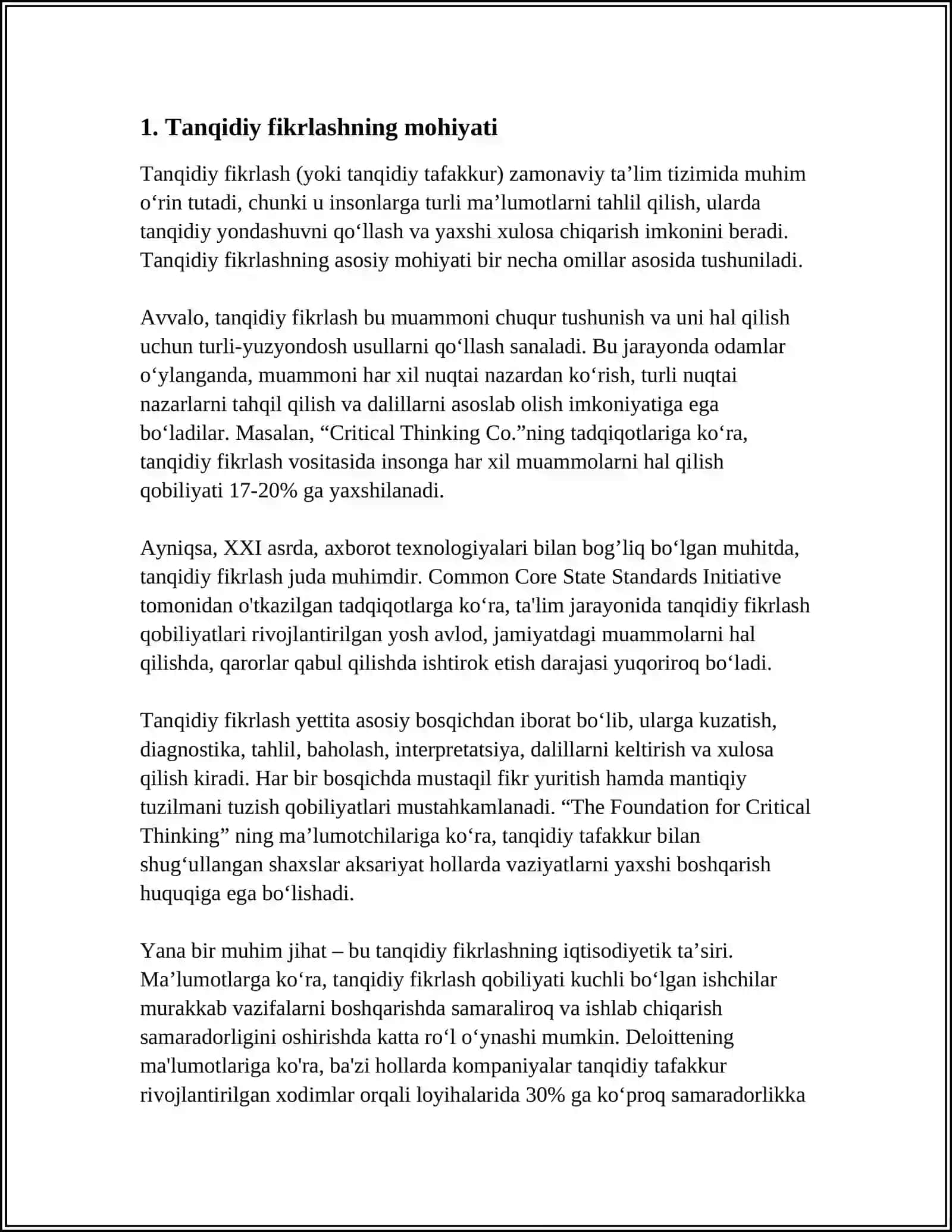 TANQIDIY FIKRLASHNI VA ESLATMALAR BILAN ISHLASH 3