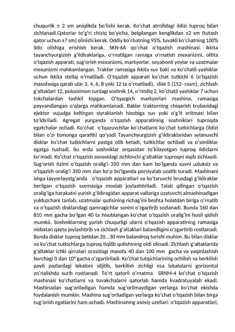 Ko‘chat qatorlari orasiga ishlov berish va ko`chat o`tqazish mashinalari 3