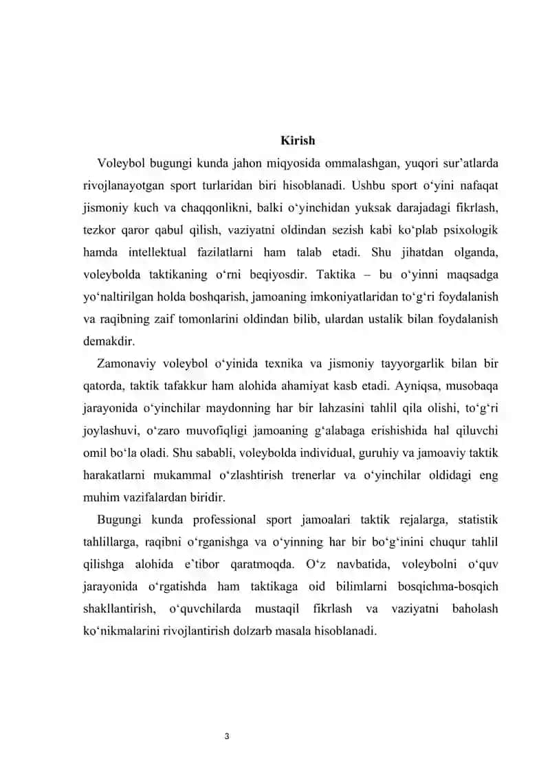 : Voleybol o‘yin taktikasi 3