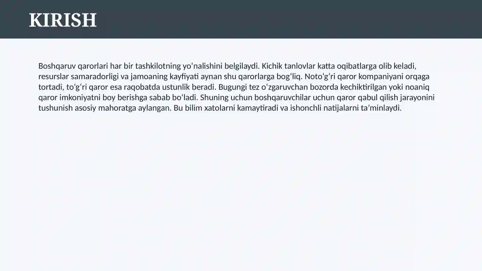 BOSHQARUV QARORLARI VA ULARNI QABUL QILISH 3