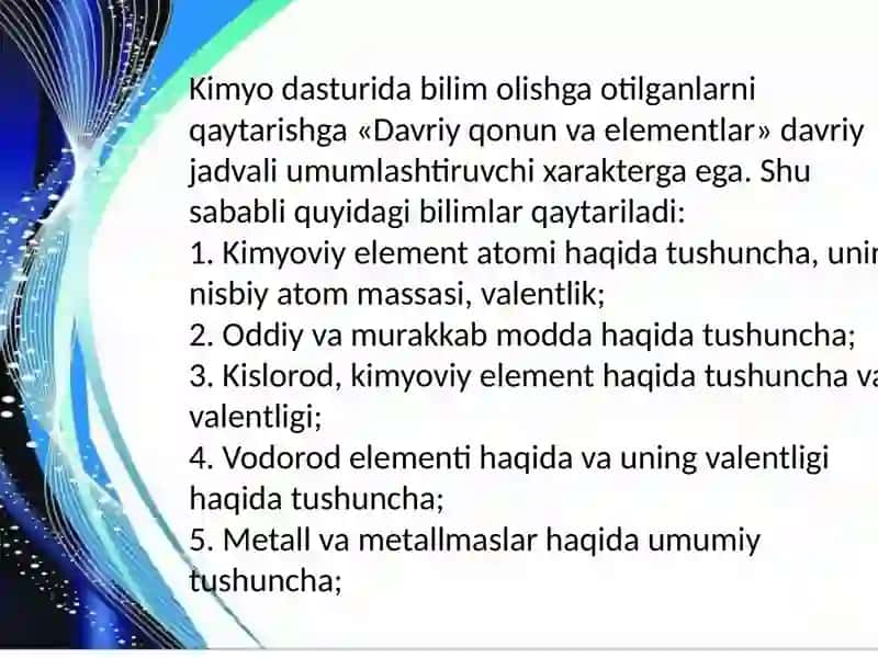 D.I.Mendeleyevning davriy sistemasini oʻqitish metodikasi 3