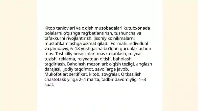Kutubxonalarda bolalar bilan ishlashning an'anaviy usullari 3
