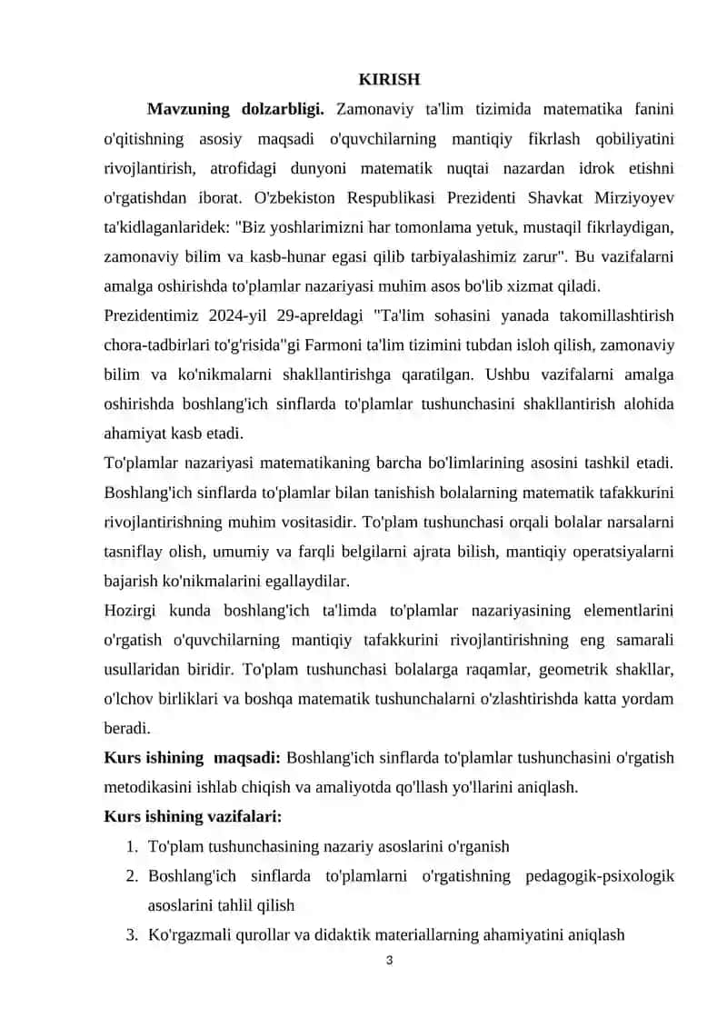 BOSHLANG'ICH SINFLARDA TO'PLAMLAR TUSHUNCHASINI O'RGATISH METODIKASI 3