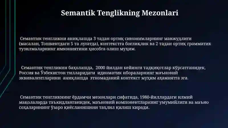 Semantik Tenglikning Mezonlari 3