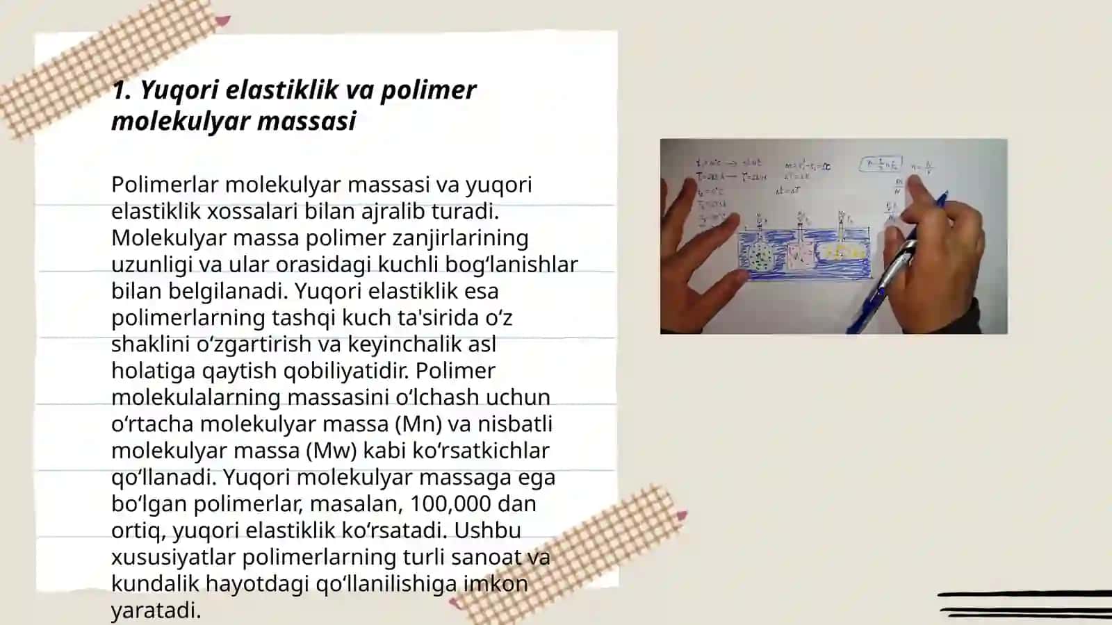Shishasimon yuqori elastik va qovushqoq-oquvchan holatlarning polimer molekulyar massasiga bogʻliqligi 3