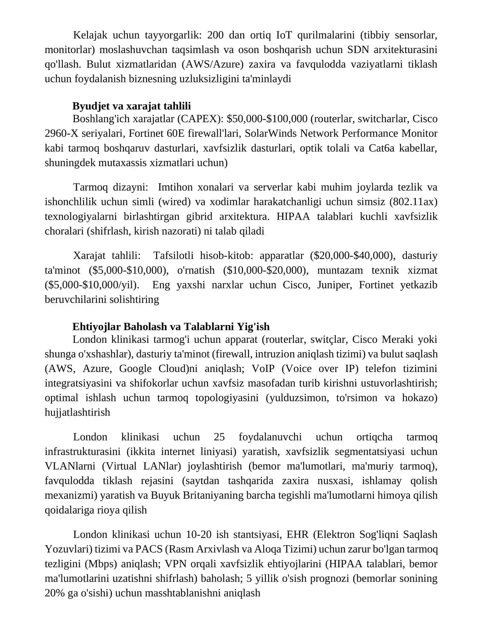 Xususiy shifoxonalar uchun kompyuter tarmoqlarini loyihalash 3