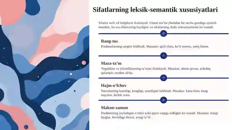 Sifat soʻz turkumini o‘rganishdagi leksik-semantik mashqlar 3