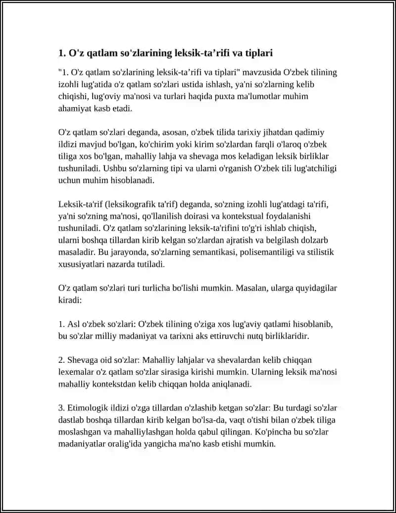 O'ZBEK TILINING IZOHLI LUĢATIDA UZ QATLAM SÒZLARI USTIDA ISHLASH 3
