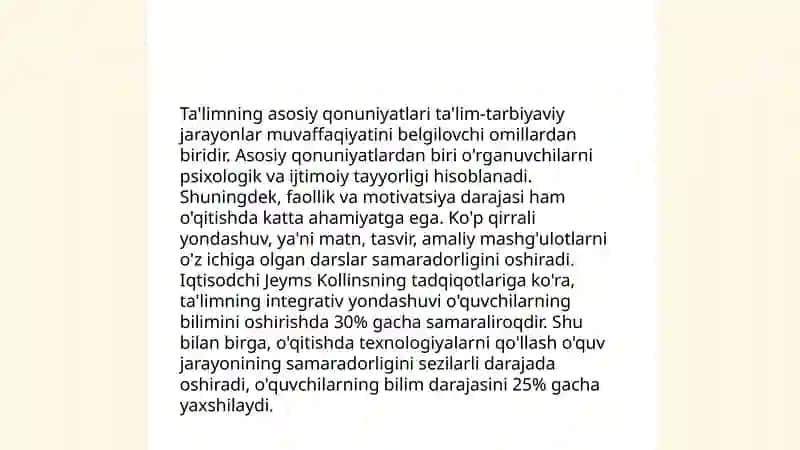 Ta'lim qonuniyatlari va tamoyillari 3
