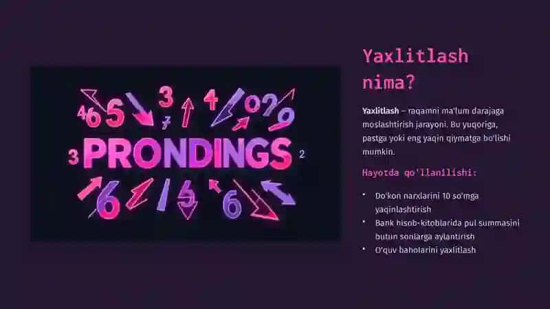 Excel dasturida Yaxlitlash funksiyalari 3