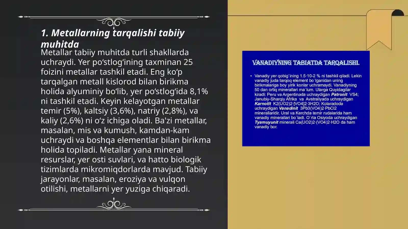 Metal tabiatda tarqalishi, olinishi va ishlatilishi 3