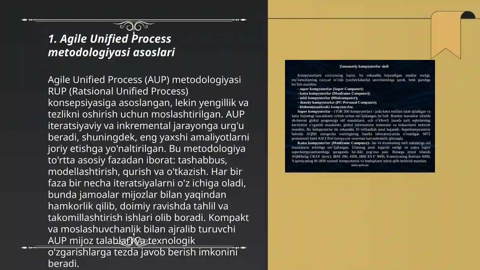 Dasturiy Ta’minotni ishlab chiqishning Agile Unified Process metodologiyasi 3