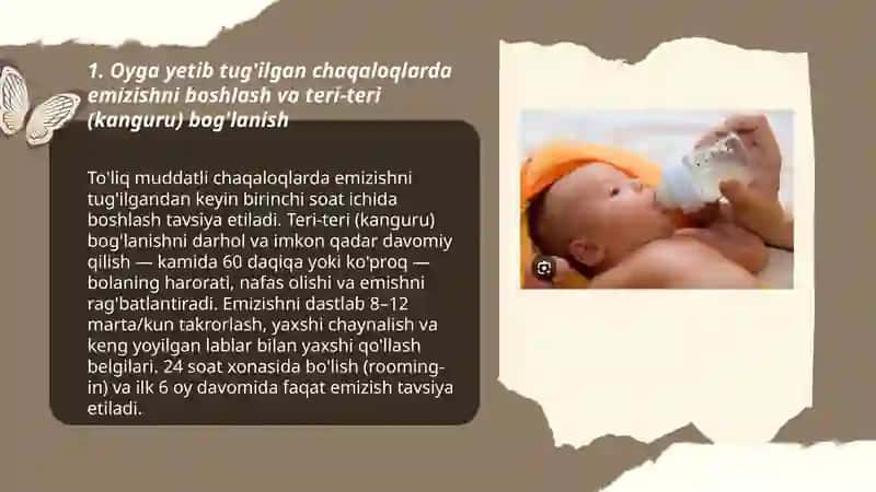 Oyga yetib tug'ilgan bolalarini ovqatlantirish 3
