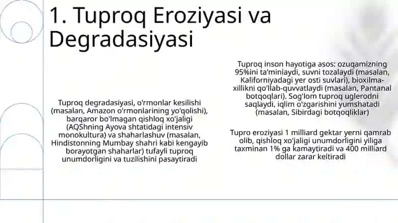 Tuproqlarning inson hayotidagi ro'li 3