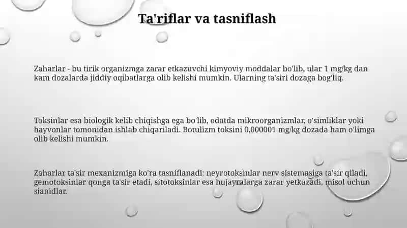 Zaharlar va toksinlar 3