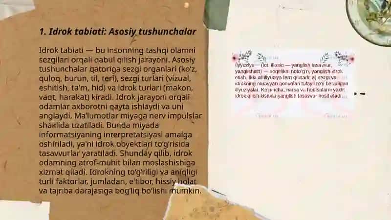 Idrok tabiati.Idrokning tasnifi va turlari 3
