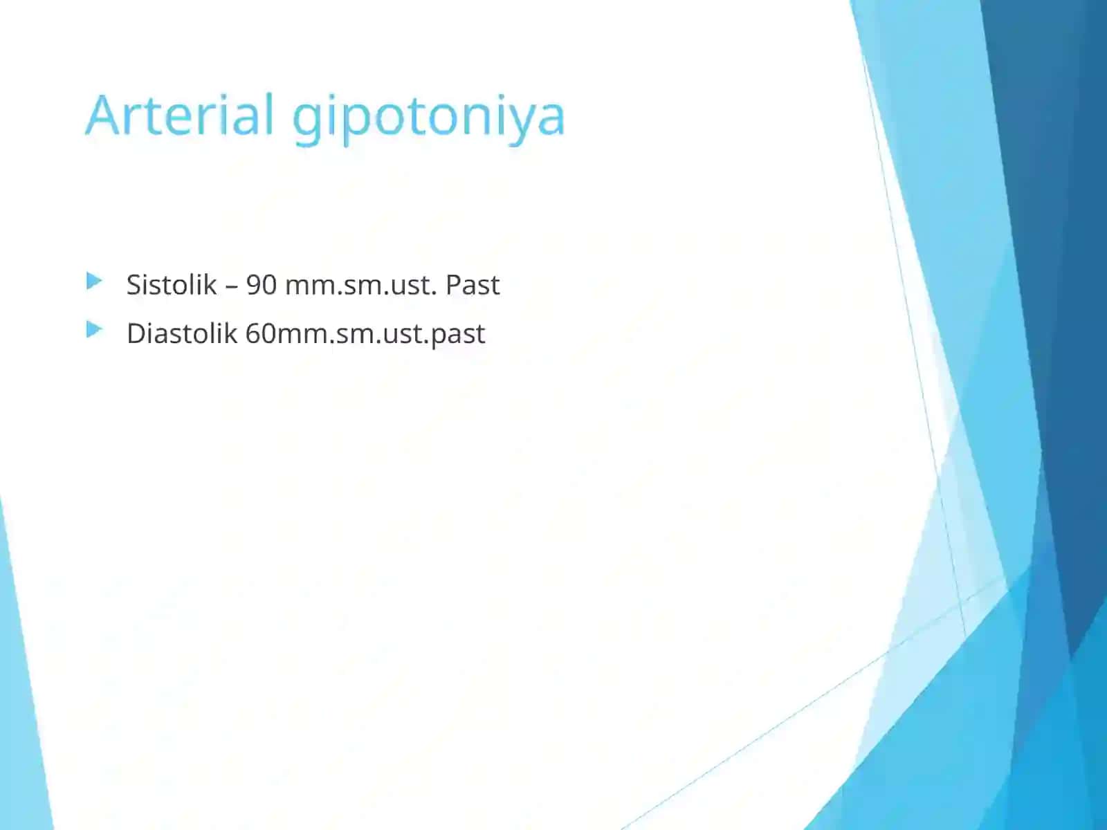 Arterial gipotoniya. Xushni yo'qotish, kollaps, shok turlari 3