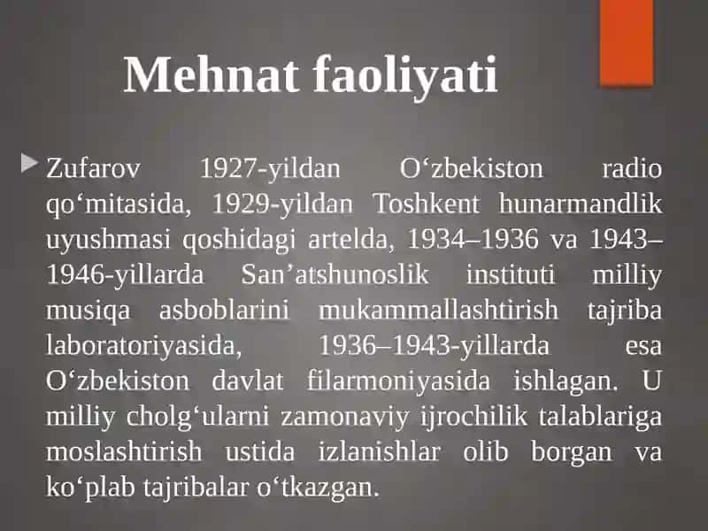 Usta Usmon Zufarov ijodi 3