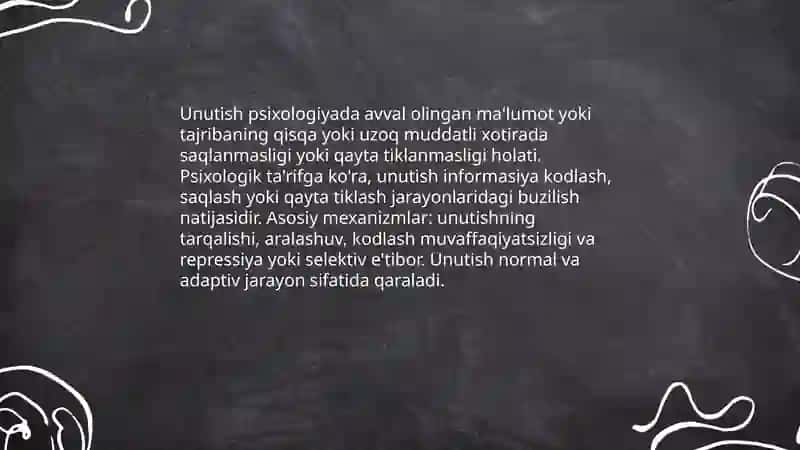 Unutish psixologik jarayon sifatida 3