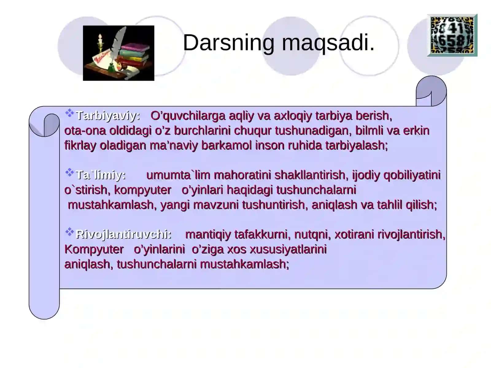 Informatika fanidan ochiq dars Ishlanmasi 3