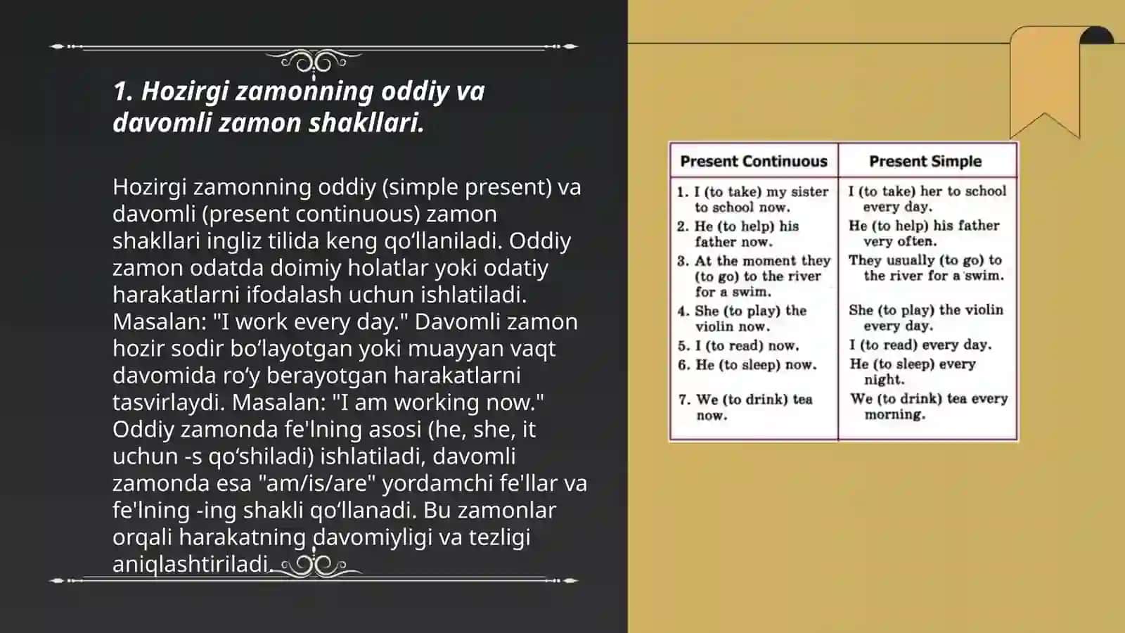 Present simple va present continuous haqida to'liq malumotlar 3