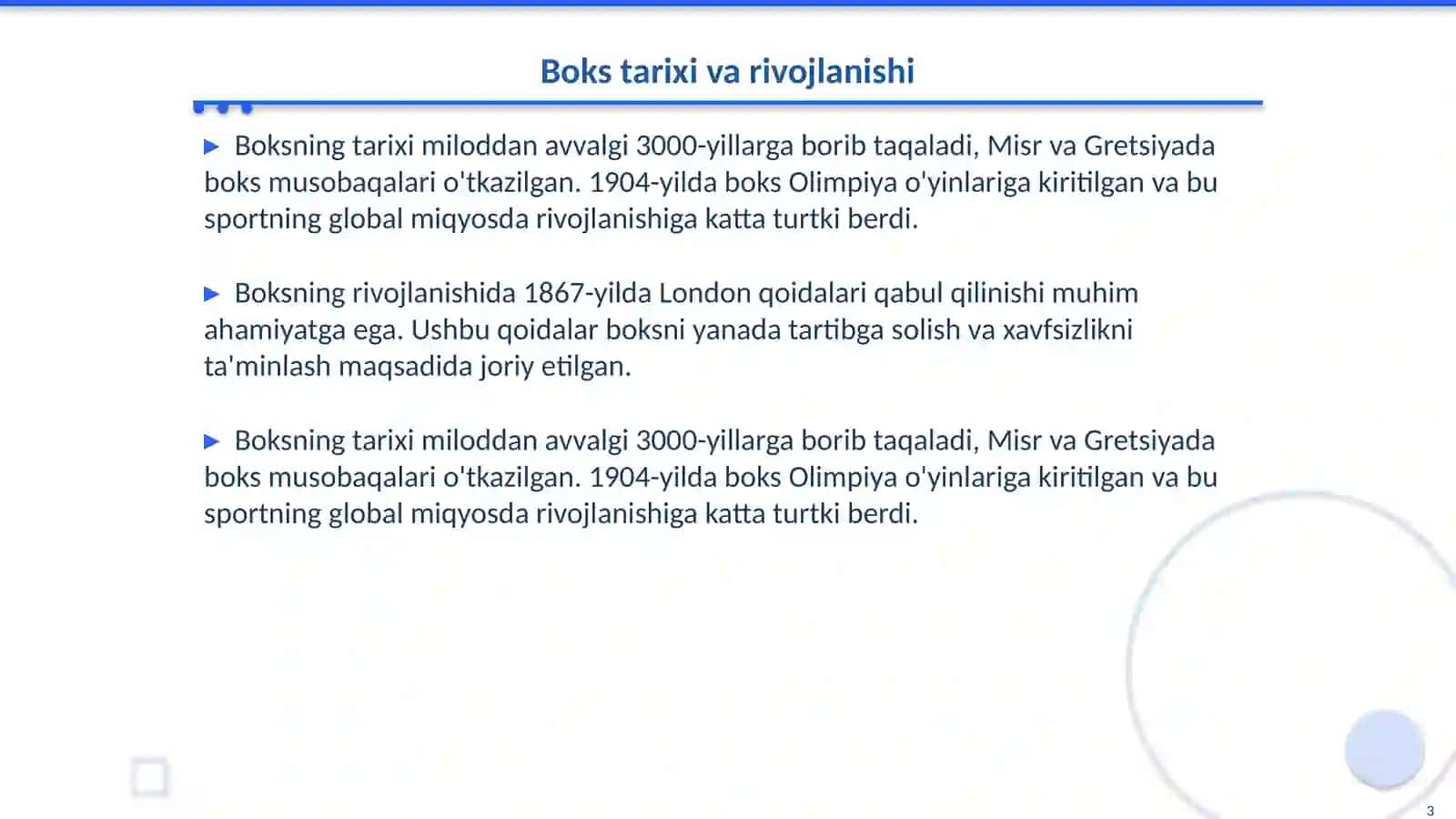 Boks buyicha texnik usullarni tavsiflanishi 3