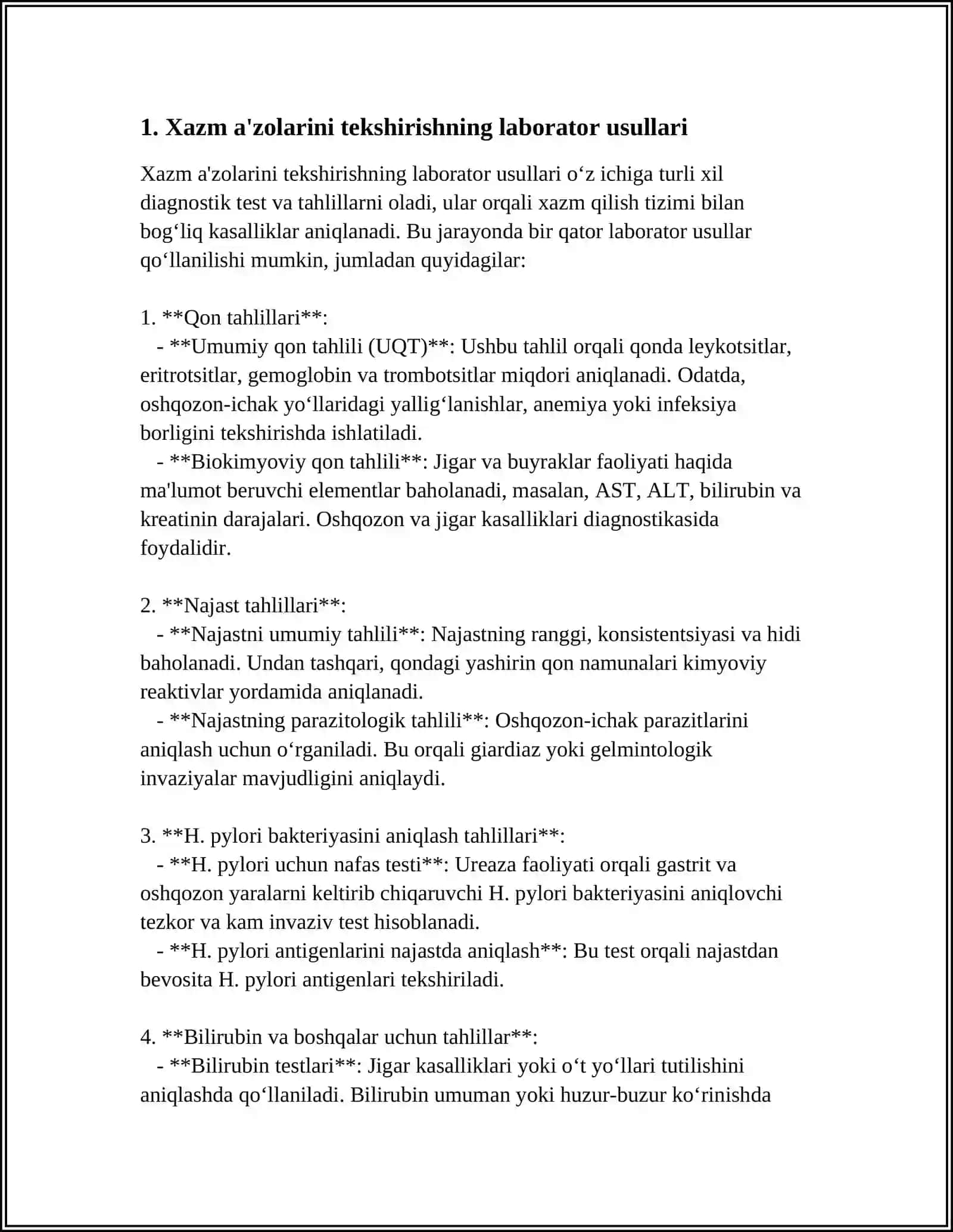 XAZM A'ZOLARINI ZAMONAVIY LABORATOR VA INSTRUMENTAL TEKSHIRISH USULLARI 3
