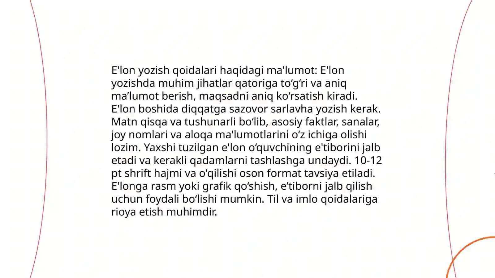 E'lon yozish qoidalari 3