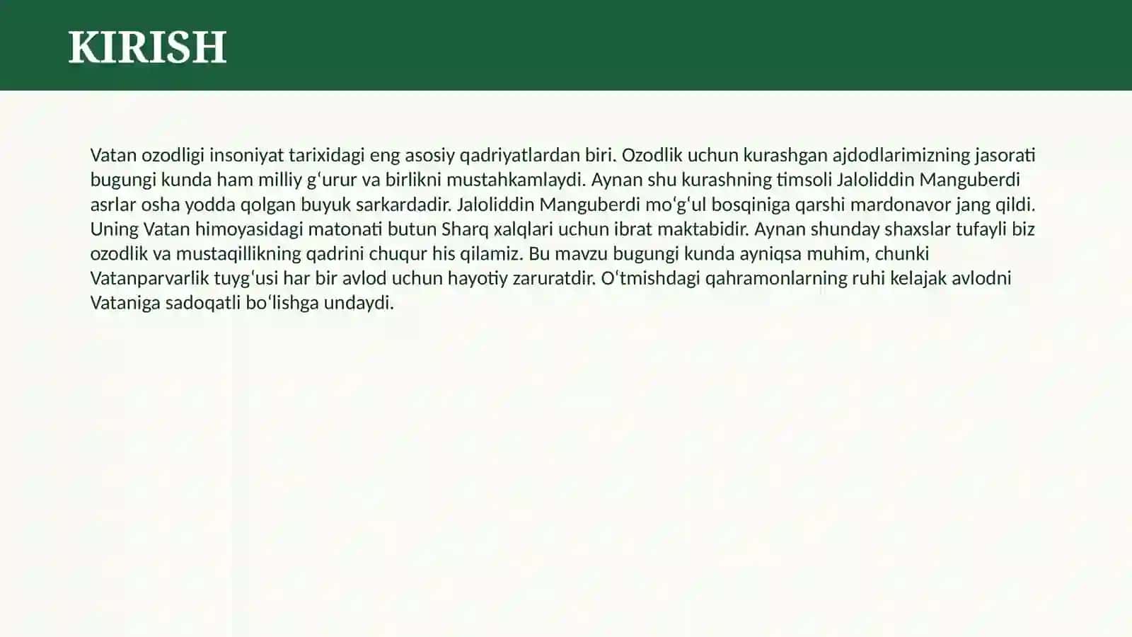 VATAN OZODLIGI VA JALOLIDDIN MANGUBERDI 3