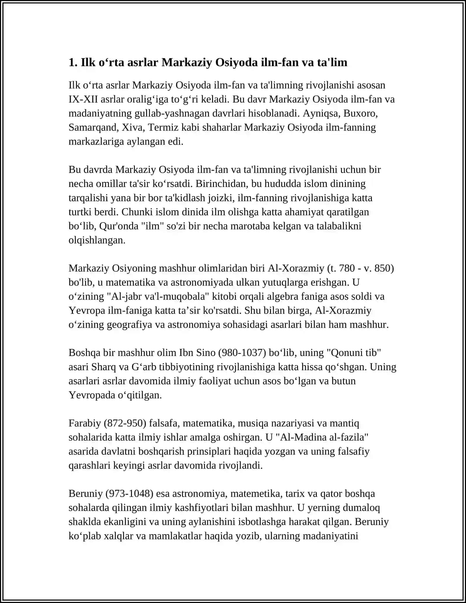 ILK OʻRTA ASRLARDA MARKAZIY OSIYODA MANAVIY TARBIYA MASALALARI 3