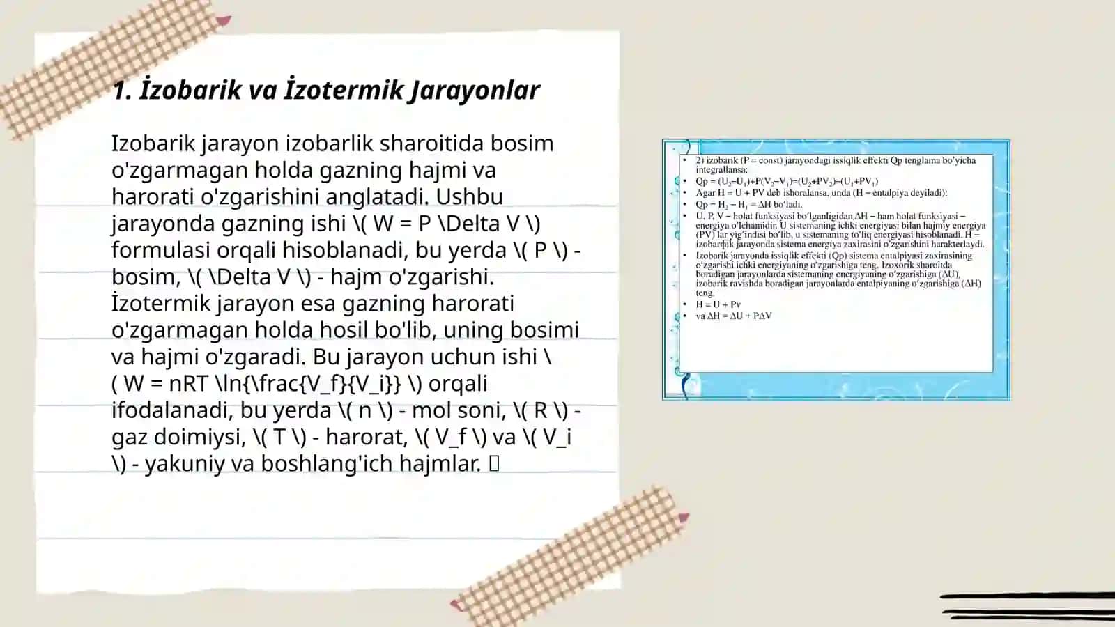 İzobarik va İzotermik Jarayonlar 3