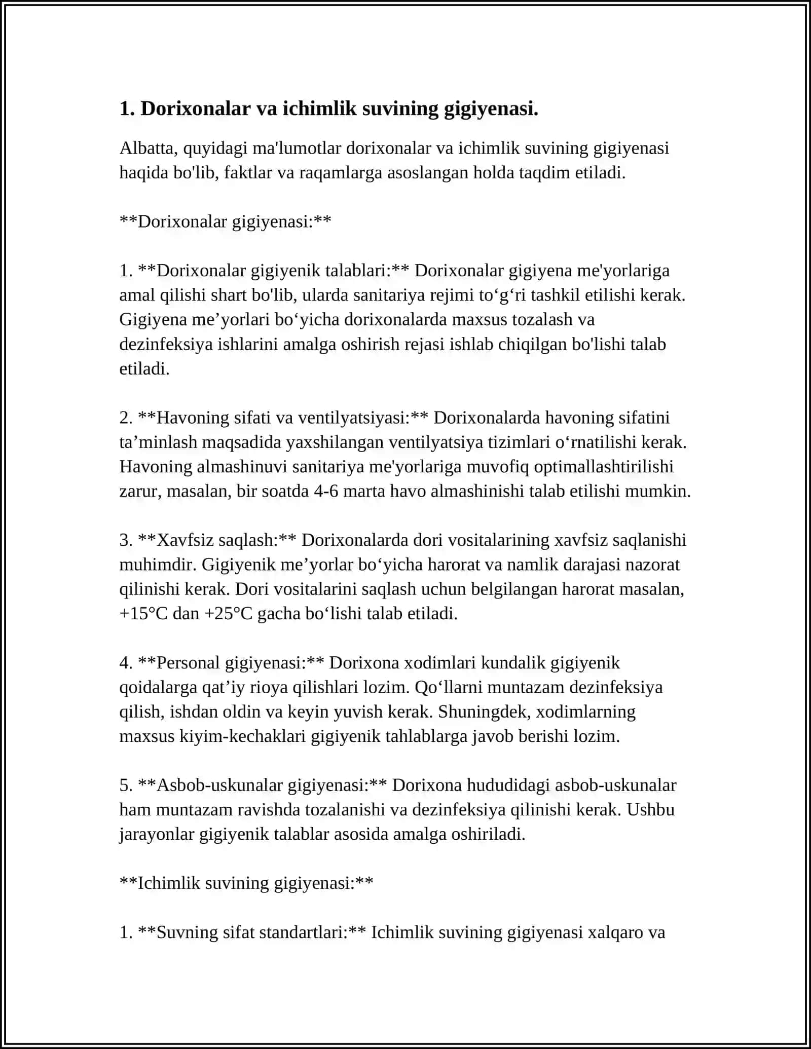 Dorixonalalar va ichimlik suvining gigiyenasi 3