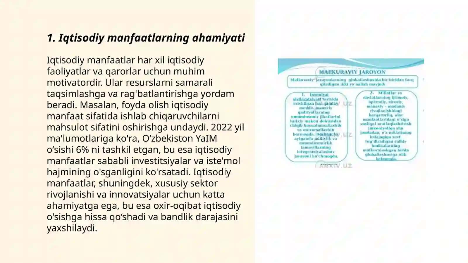 Iqtisodiy manfaatlar va tahdidlar 3
